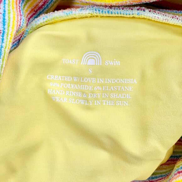 Free People Toast Swim Women’s Banded Waist Ribbed Bikini Bottom Small Rainbow - Picture 2 of 8